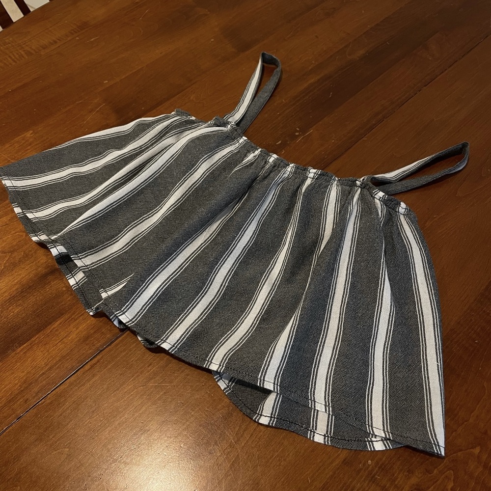 Hollister Flowey Gray & White Striped 2-Layer Tube Top, Removable Straps, Size L